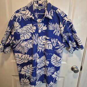 Men's Aloha Button-Down Shirt; Size XL; Cotton; Pacific Scene; EUC